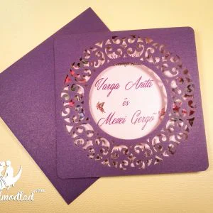 Indás kör mintás lézervágott esküvői meghívó