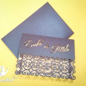 Elegáns lézervágott esküvői meghívó saját névvel