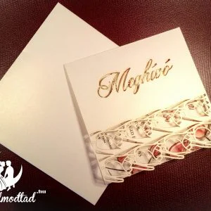 Kinyitható tulipán lézervágott esküvői meghívó belső lappal