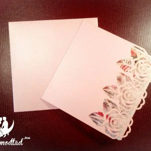 Rózsa elegancia lézervágott esküvői meghívó