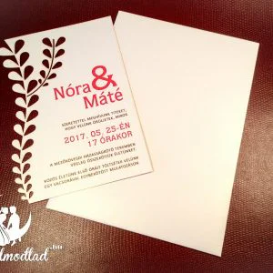 Ívelt levélmintás lézervágott esküvői meghívó