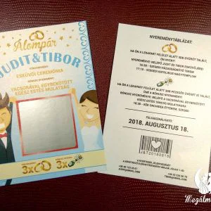 Kaparós sorsjegy esküvői meghívó Álompár felirattal