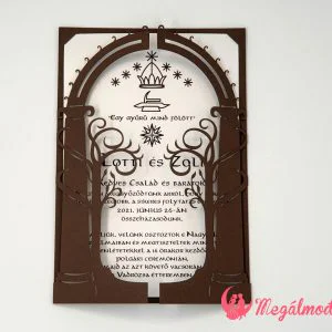 gyűrűk ura mintás lézervágott esküvői meghívó