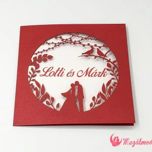 Romantikus ifjú páros lézervágott esküvői meghívó