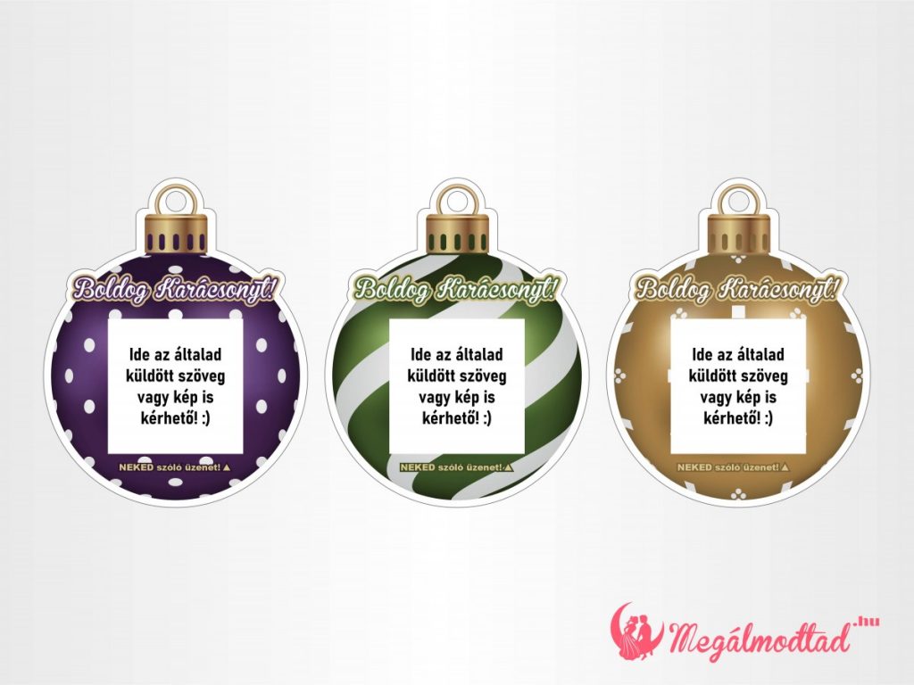 Karácsonyfára akasztható, színes mintás karácsonyi gömb kaparófelülettel