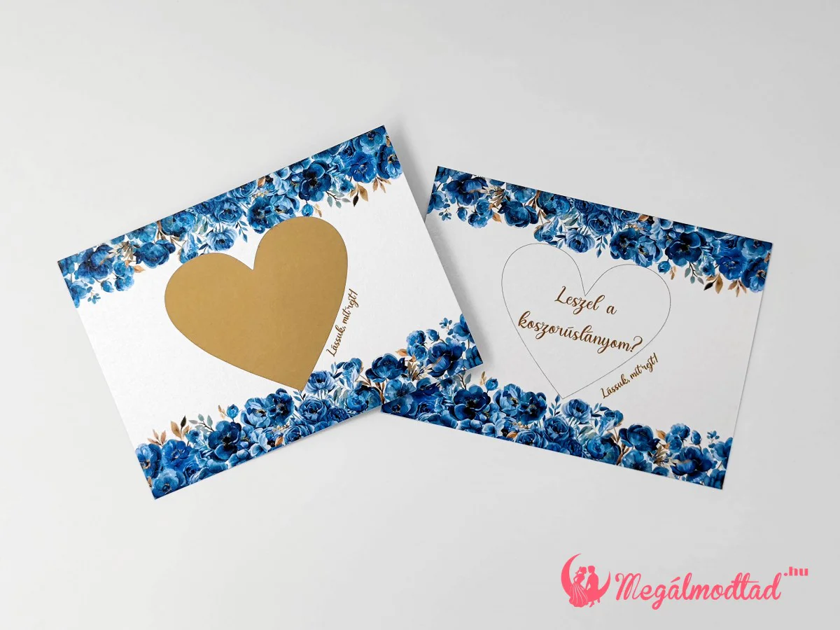Kék rózsás koszorúslány felkérő kaparós sorsjegy