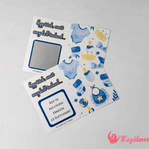 Kék kisfiús babaváró kaparós sorsjegy