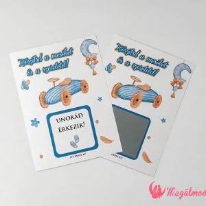 Színes kisautós babaváró kaparós sorsjegy