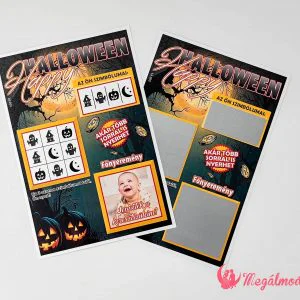 Faragott tökök és sötét háttér egy Halloween keresztszülő felkérőn