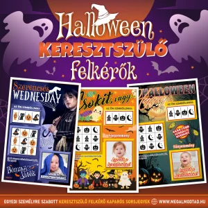 Halloween keresztszülő felkérő kaparós sorsjegy