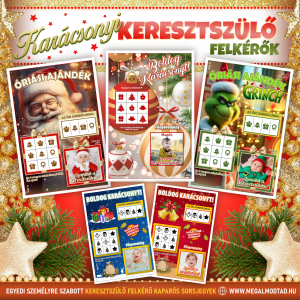 Karácsonyi keresztszülő felkérő kaparós sorsjegyek